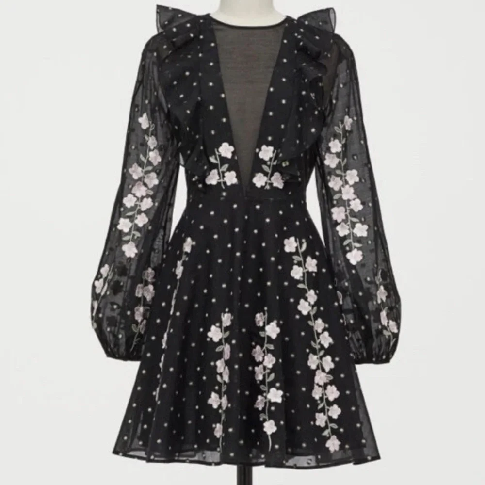 Giambattista Valli x HM H&M Dress with Embroidery Black US Size 6 2